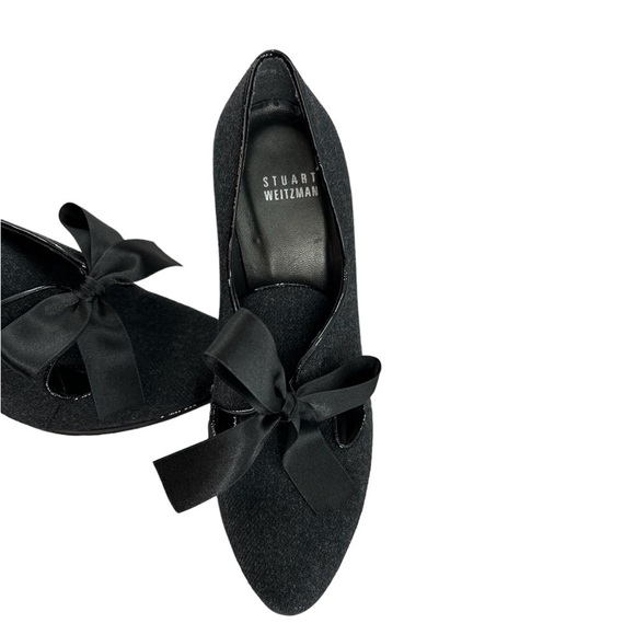 STUART WEITZMAN MOZART GRAY FLANNEL BOOTIES HIGH HEELS WITH BOWS SIZE 7 - Picture 1 of 7